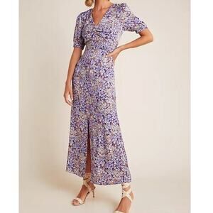 ANTHROPOLOGIE Patriza Maxi Dress Elegant Midi Size 10 Zip Back Silky Soft Lilac